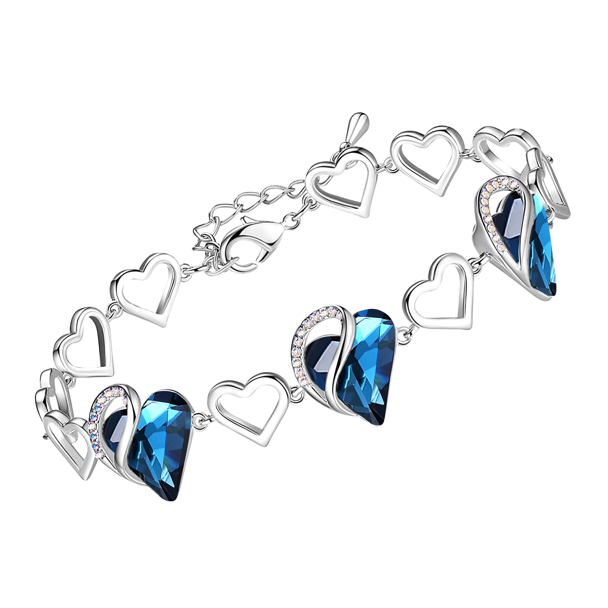 Leafael Valentine Birthstone Bracelet for Women, Heart with Healing Crystals, Fi