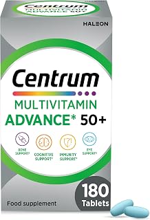 Centrum Advance 50+ Multivitamin Tablets, Adults Over 50, 180 Pack | Multivitamin tablets for adults over 50, with vitamin D, C, zinc, calcium, vitamin K, 180 tablets