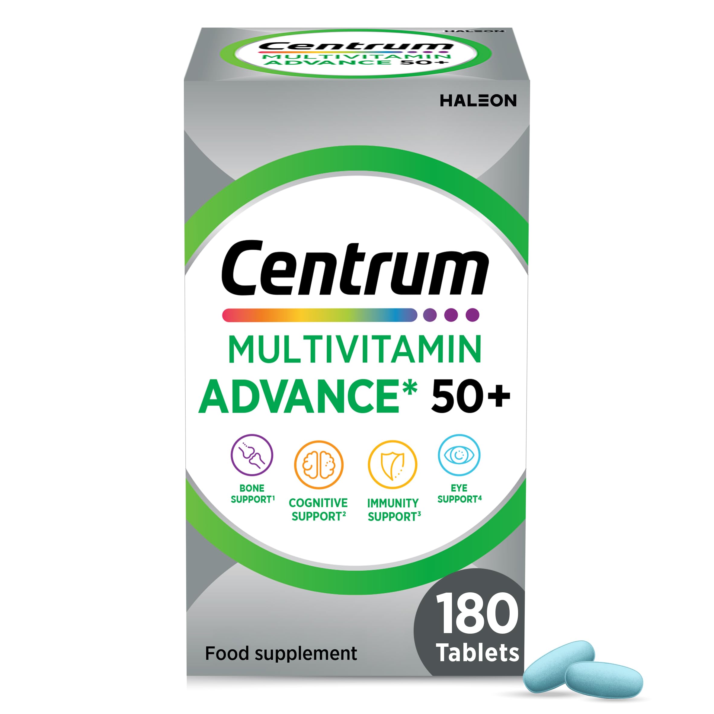 Centrum Advance 50+ Multivitamin Tablets, Adults Over 50, 180 Pack | Multivitami