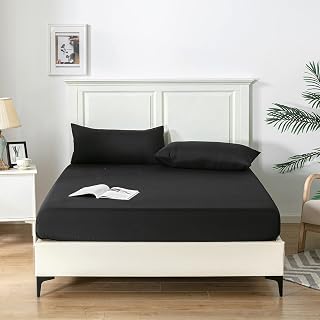 Good Nite Super King Fitted Sheet 182×200 cm, 25cm Deep Pocket, Black