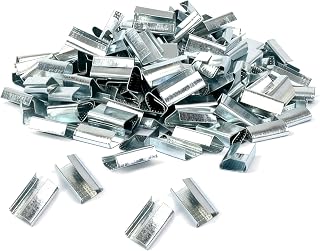 Packaging Open Snap On Seals for 5/8" Strap Width Strapping (Pack of 50) - Sturdy Metal Clips for Securing Heavy Packaging and Pallet Banding