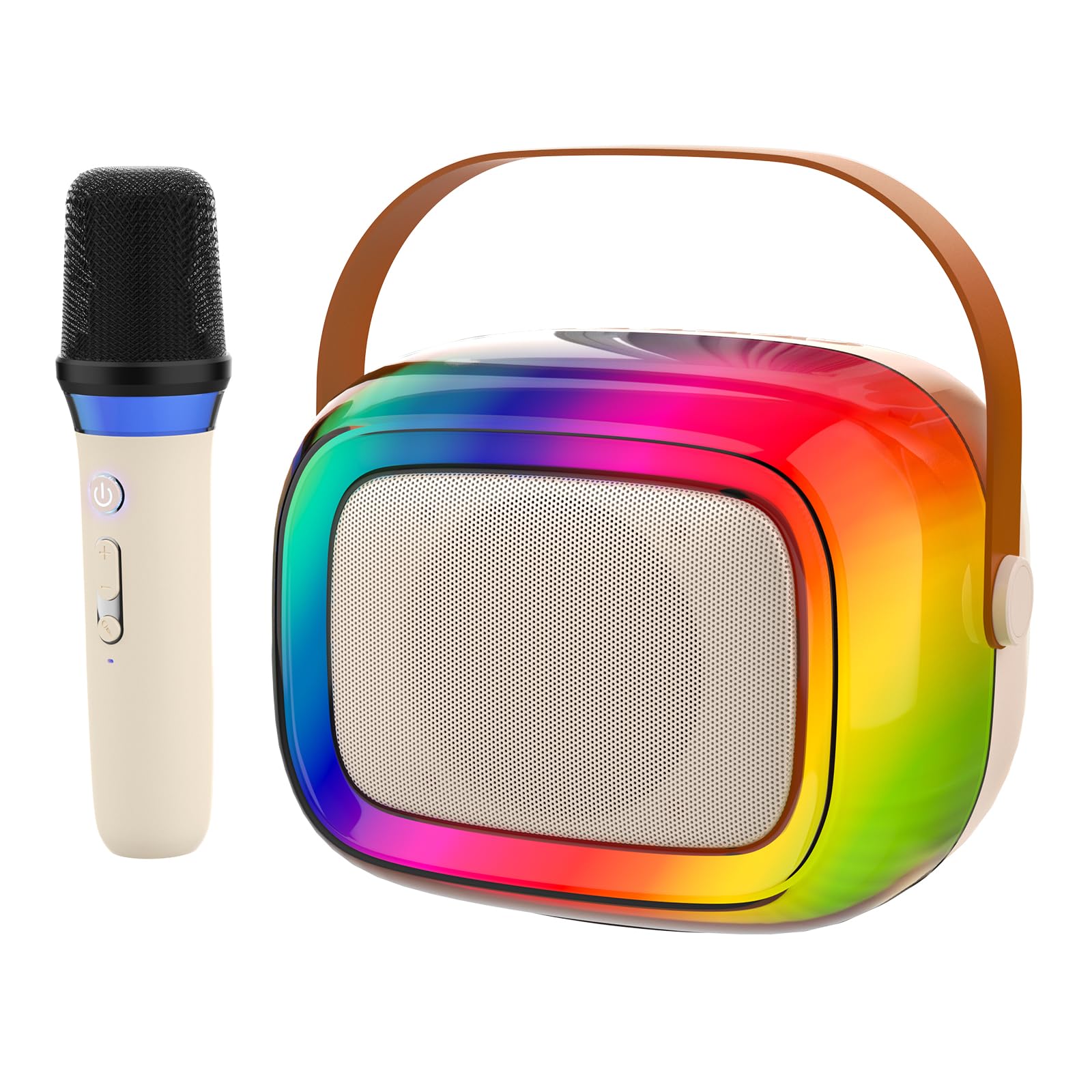 Karaoke Machine for Kids Adults, Mini Portable Bluetooth Speaker with Wireless M