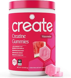 Create Creatine Monohydrate Gummies for Women and Men, Watermelon, 90ct | NSF Certified for Sport, Third Party Tested, Made in USA, Vegan, Gluten Free, Non-GMO, 1.5g Creatine per Gummy, Anti-Melting
