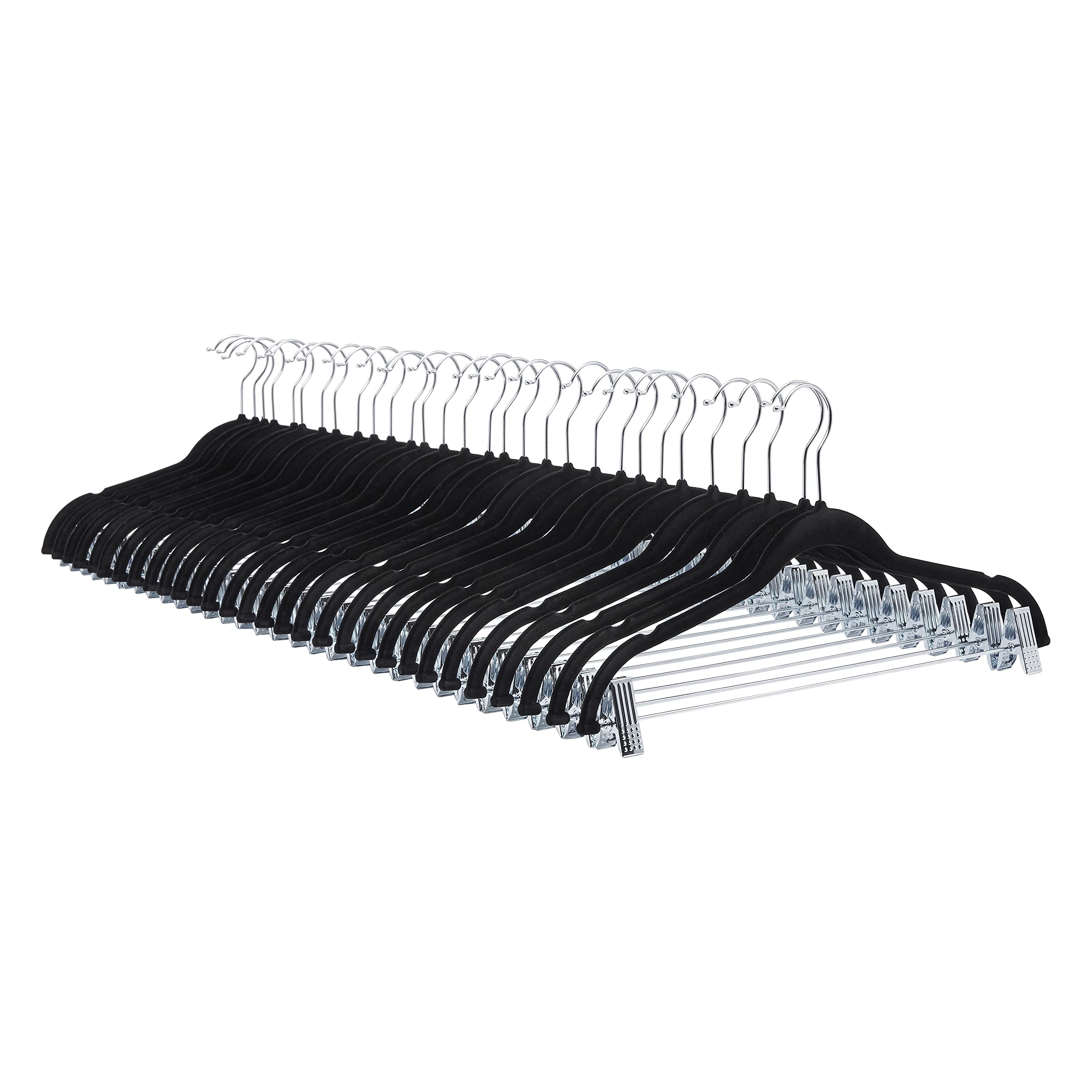 Amazon Basics Velvet Non-Slip Skirt Clothes Hangers with Clips, 360 Degree Rotat