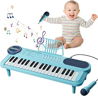Piano Keyboard for Kids 37 Keys Electronic Music Keyboard with Microphone | Portable Instrument Grand Piano for Beginners Toddlers Age 1-3 Montessori First Birthday Xmas Gifts for Boys Girls Age 2 3 4