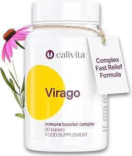 Virago L-Lysine Complex for Cold Sore & Immune Support | Olive Leaf, Cat's Claw, Echinacea, Zinc & PAU d'Arco | 90 Vegan Tablets | 30-Day Supply