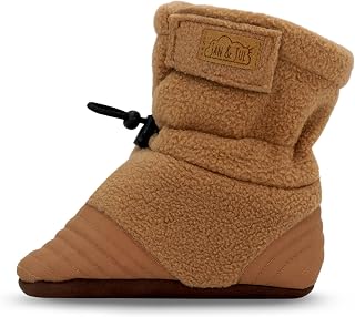 JAN & JUL Fleece Stay-Put Cozy Booties for Babies | Soft & Warm, Lightweight, Reinforced Toe and Heels for First Time Walkers, Size Adjustable