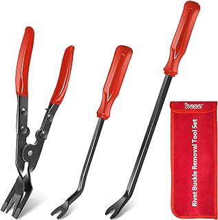 Keze 3 Pcs Auto Clip Pliers Set and Fastener Remover Tool | Car Trim Rivet Removal Pry Tool Repair Kit with Storage Bag for Automotive Door Panel,Upholstery,Dashboard,Plastic Fasteners