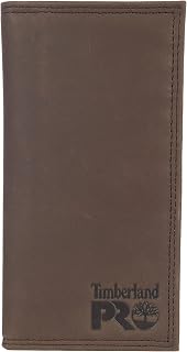 Timberland PRO Men's Leather Long Bifold Rodeo Wallet with RFID, Dark Brown, One Size