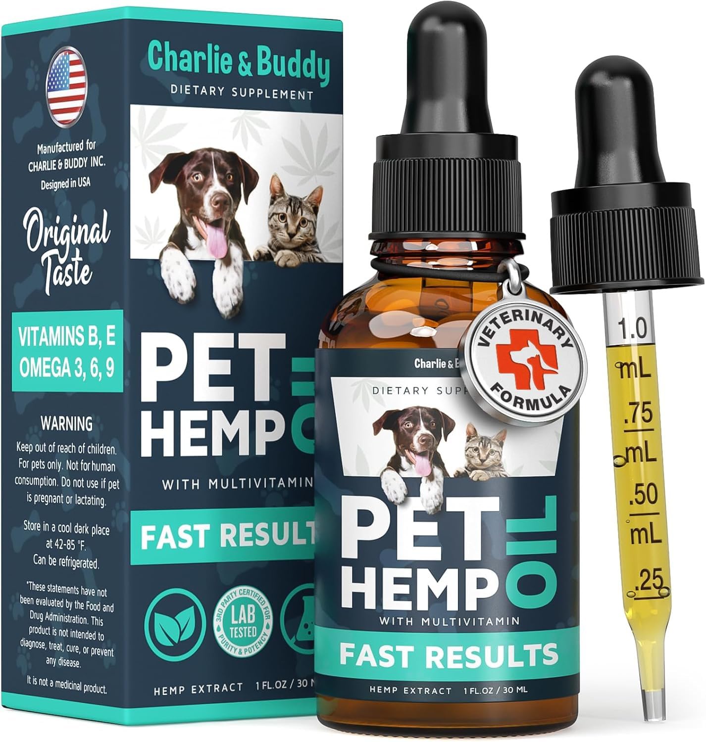 Hemp Oil for Dogs, Cats - Natural Calming Pet Anxiety, Stress & Pain Relief | Ch