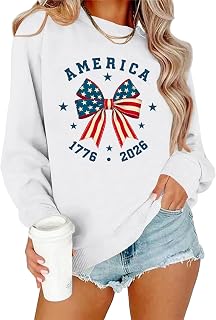PECHAR USA スウェットシャツ レディース アメリカ国旗セーター 7月4日 シャツ 愛国的なセーター 7月4日 プルオーバー