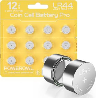 POWEROWL 12 Pcs LR44 Batteries for Christmas decorations, Flashlights, Watches, Bottle Lights