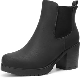 DREAM PAIRS Womens Comfortable Wide Heel Zipper Fashion Stable Ankle Boots
