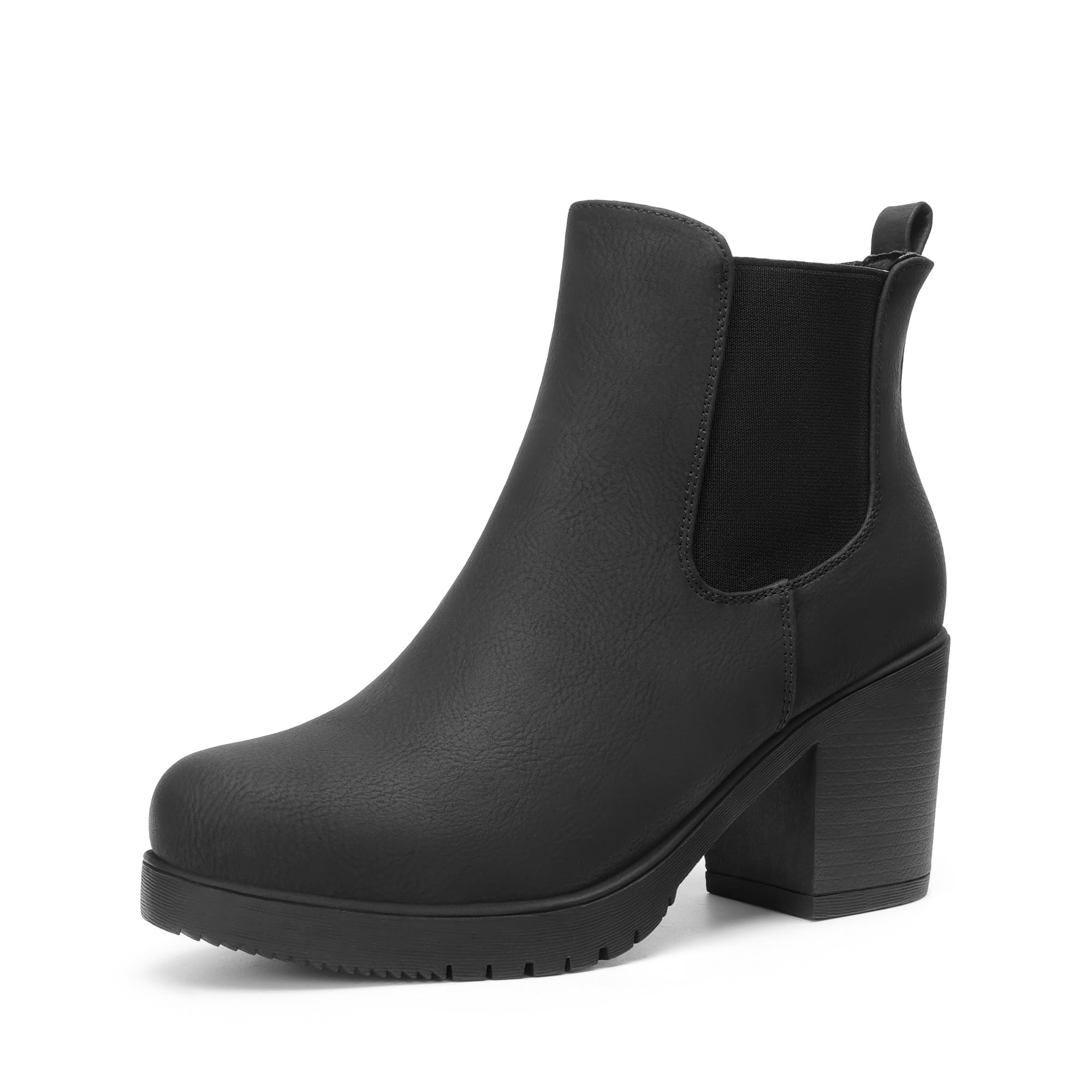 DREAM PAIRS Womens Comfortable Wide Heel Zipper Fashion Stable Ankle Boots