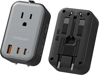 TESSAN Travel Adapter 009, PD 20W Universal Power Adapter 2 USB C 1 USB A | Ultra Thin International Plug Adaptor, Worldwide Outlet, for US to European UK Italy Spain New Zealand, Type C G A I, 1 Pack
