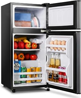 2.9 Cu.Ft Mini Fridge with Freezer, Compact Double Door Refrigerator | with 7-Level Cooling, Energy Saving, Low Noise, Small Fridge for Dorm, Bedroom, Office - Blue