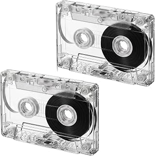 vipolishtry 2 Pcs 60 Min Blank Cassette Tapes with Clear Plastic Shell | Magnetic Audio Recording Mediums, Retro Style Micro Cassettes for Music Speech Collectors