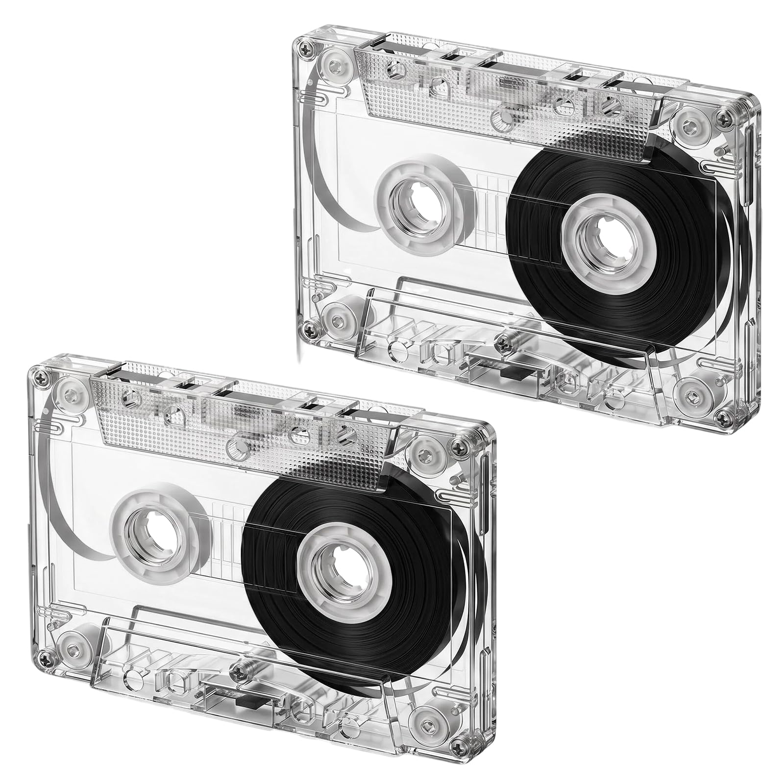 vipolishtry 2 Pcs 60 Min Blank Cassette Tapes with Clear Plastic Shell | Magneti