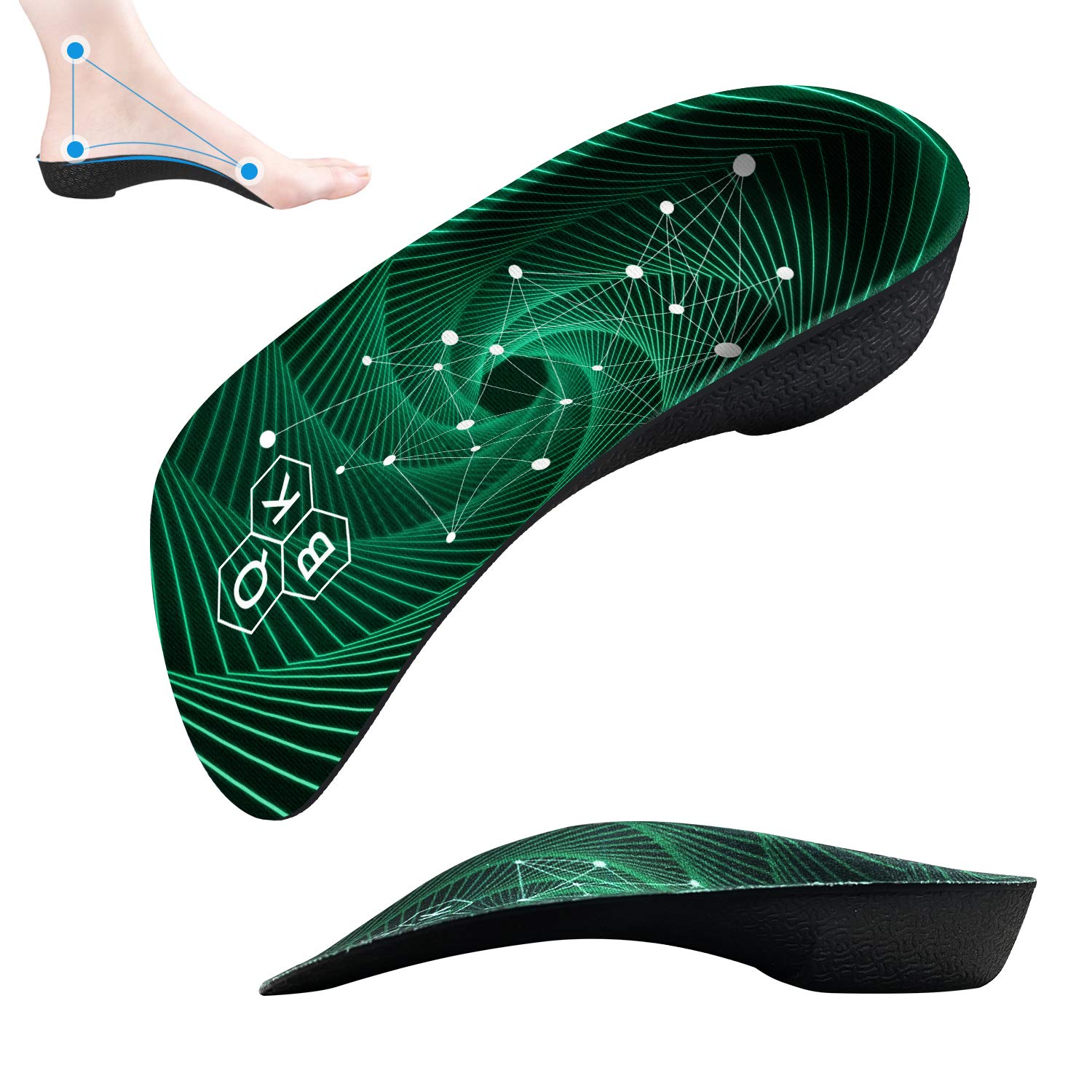 QBK Orthopedic Insoles for Plantar Fasciitis 3/4 High Arch Support Insole Planta