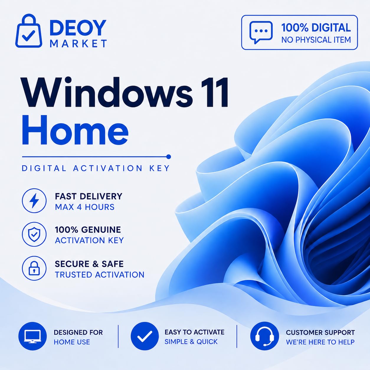 DEOY Market Compatible with Windows 11 Home Activation Key – Digital Delivery