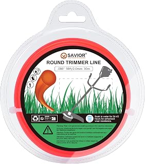 Savior 2mmx30M Strimmer Wire String Trimmer Line Nylon Cord Universal | 1.2mm 1.6mm 2.0mm 2.4mm 3.0mm Grass Strimming Cable for Garden Weeds Flower (2mm x 30m Round)