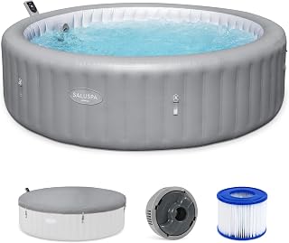 Bestway SaluSpa Hawaii Energy-Efficient 6-8 Person Inflatable Hot Tub | Smart AirJet Portable Outdoor Spa with Built-in Insulation, Freeze Shield Technology, 190 Bubble Jets, 93" x 28"