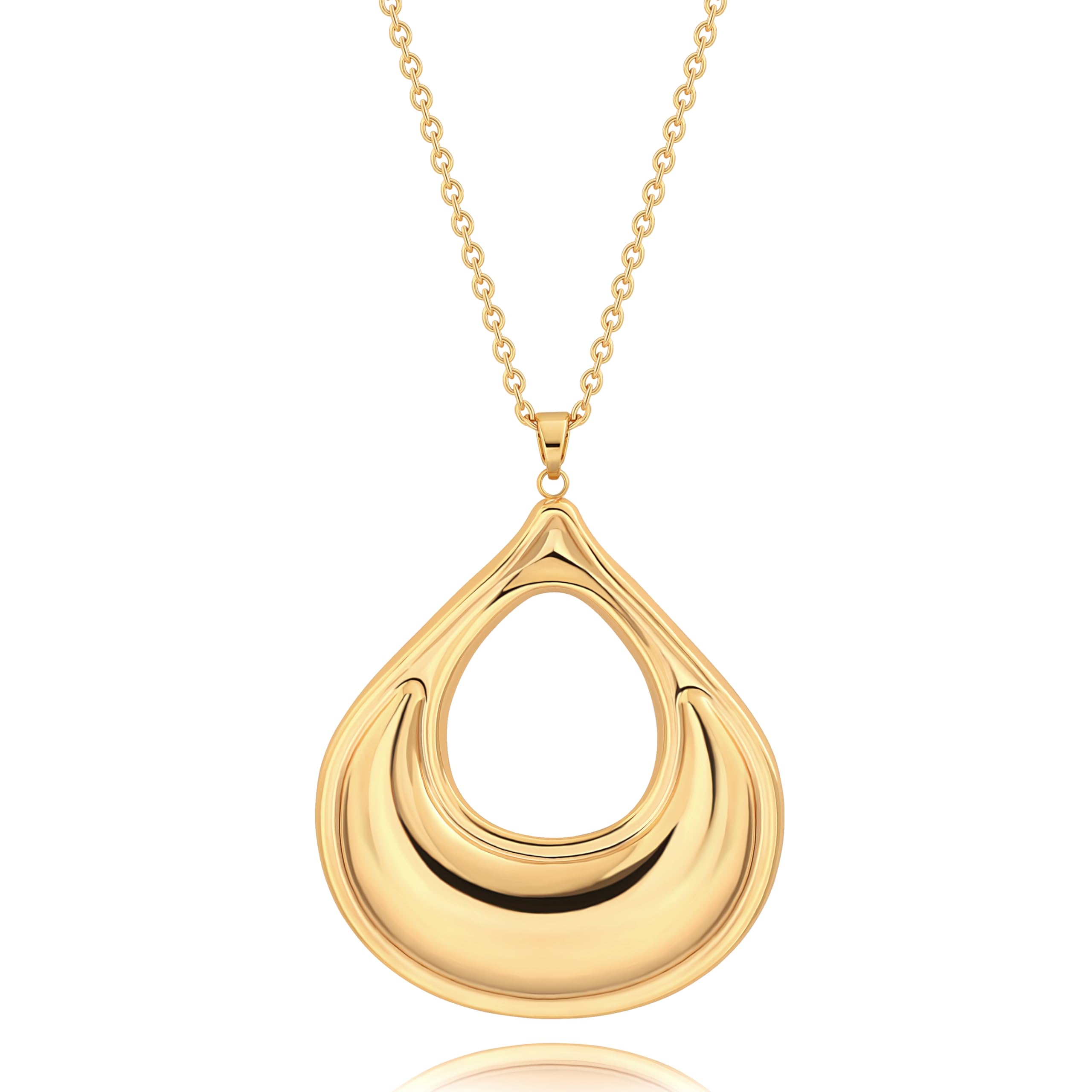 Long Pendant Necklace for Women Gold Plated Circle Long Chain Necklace Y Necklac