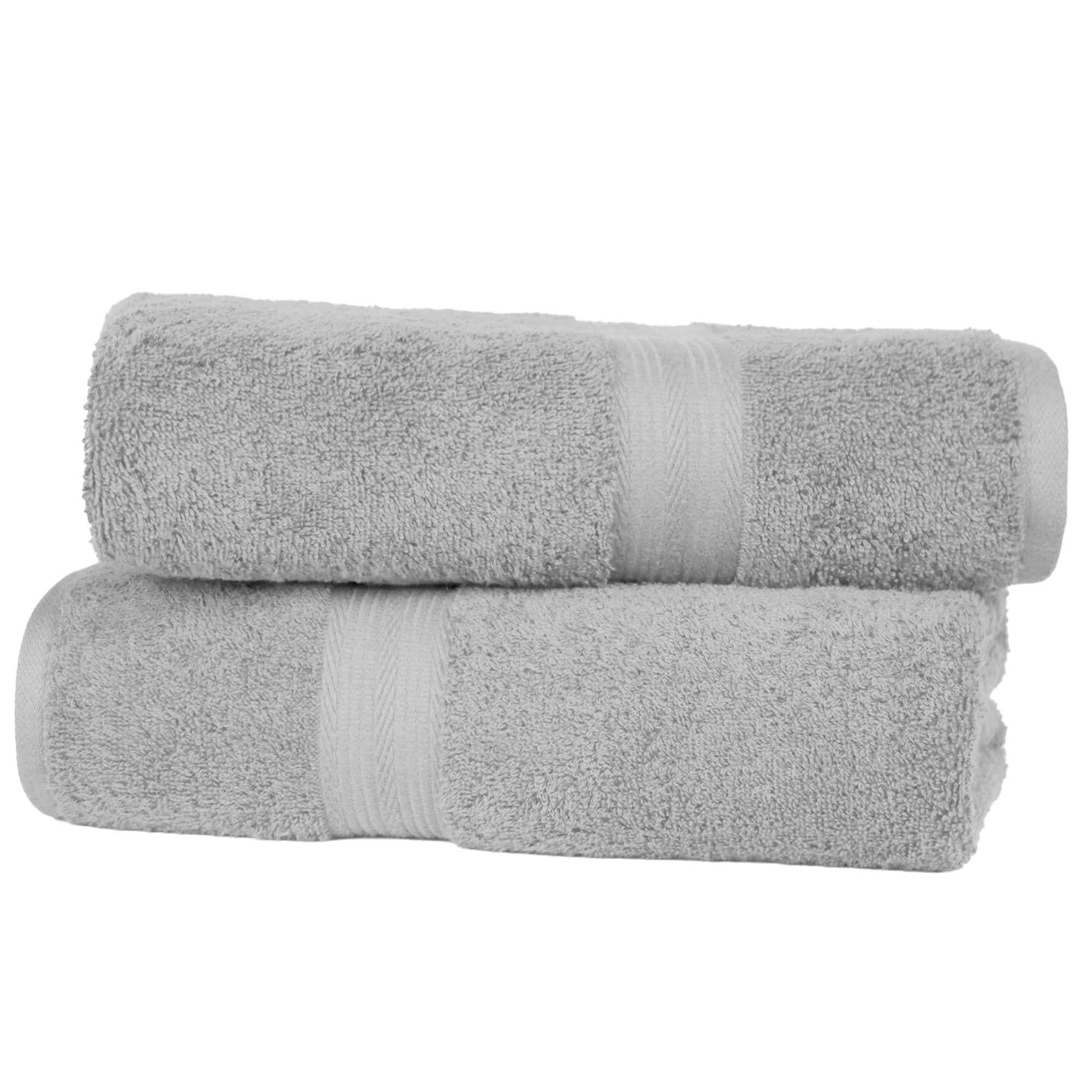 Amazon Basics Bath Towels, 100% Cotton, Fade Resistant, 140 x 70 cm, Grey, 2-Pac