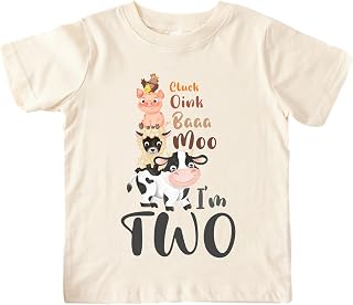 Songbird Celebrations 2nd Birthday Boy Shirt – Oink Baa Moo I'm Two Baby Boy Birthday Outfit – Cake Smash Second Birthday