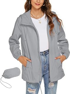 Rapbin - Women's Lightweight Waterproof Windbreaker Jacket Slim Practical Travel Rain Jacket for Cycling