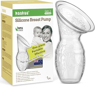 haakaa Silicone Manual Breast Pump 4oz/100ml - Portable, BPA-Free | Adjustable Suction, Award-Winning Manual Breast Pump for Nursing Moms – Relieves Engorgement and Boosts Milk Supply