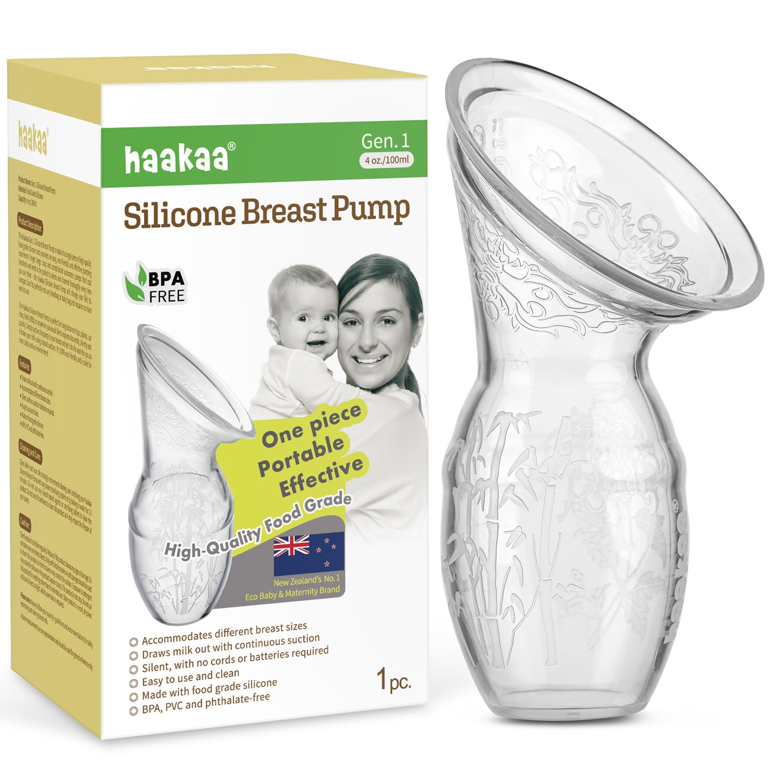 haakaa Silicone Manual Breast Pump 4oz/100ml - Portable, BPA-Free | Adjustable S