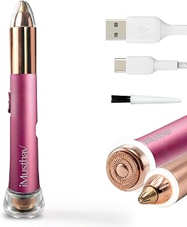 2 in 1 Eyebrow and Facial Hair Remover for Women Painless Electric Razor Epilator Trimmer Shaver with 18K Gold-Plated, USB Rechargeable, 360° LED for Flawless Eyebrow and Face Hair Removal