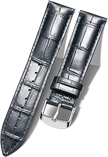 BINLUN Quick Release Leather Watch Straps Replacement Watch Bands Smart Watch Strap Crocodile Pattern in 10 Colors 13 Sizes with Silver/Gold/Rose-Gold Buckle for Men Women(10mm-24mm)