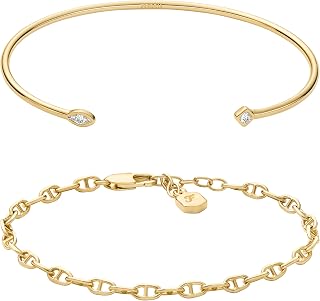 Fossil Women's Stainless Steel Gold-Tone Bangle Bracelet, One Size, Metal, Agate