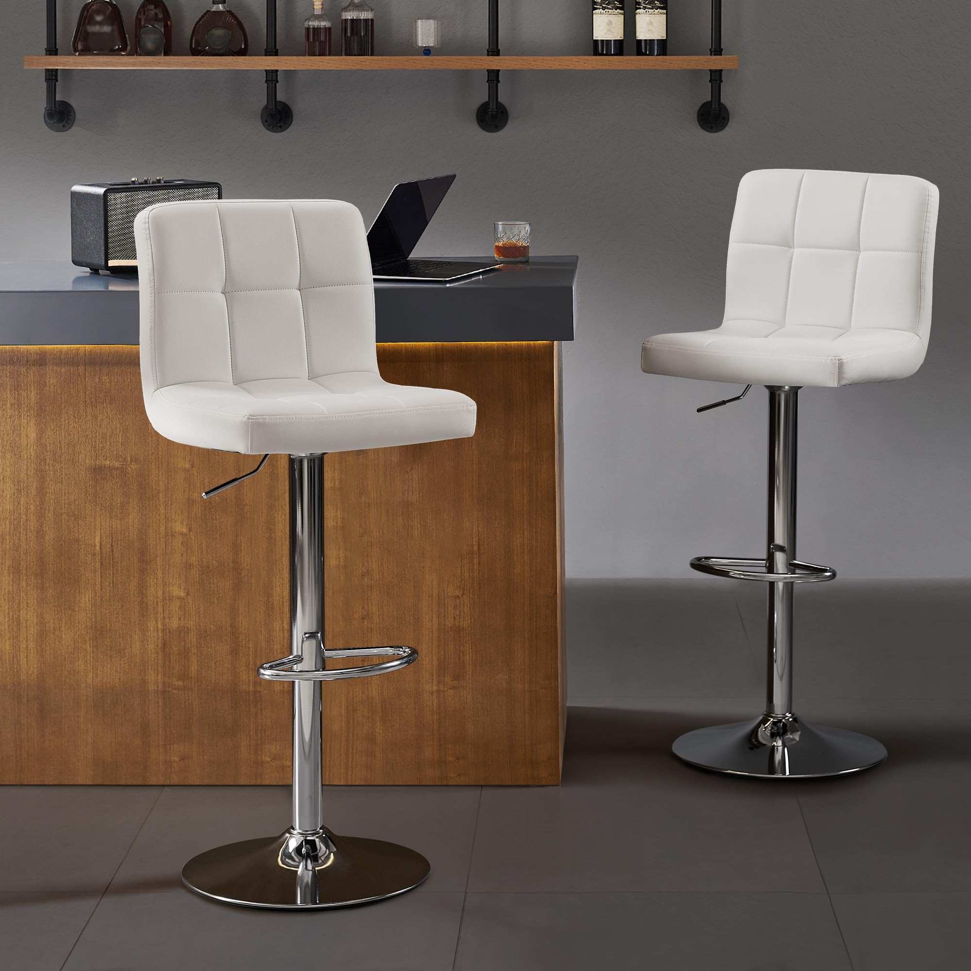 Nestvatto Bar Stools Set of 2, Thickened Seat Cushion Square Swivel Bar Stools w