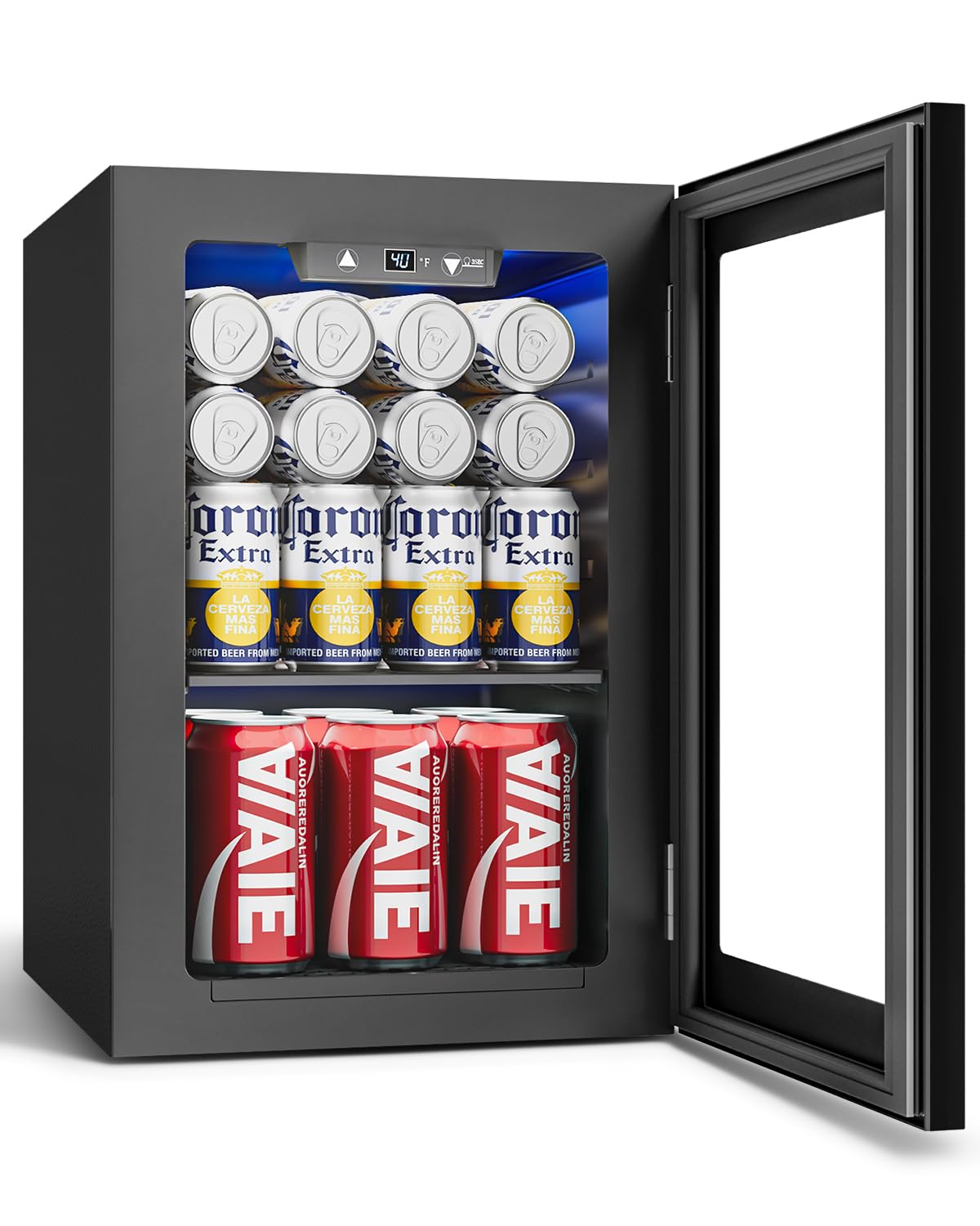 Feelfunn 24 Can Beverage Refrigerator, Mini Fridge, Black | 40-61°F, Whisper-Qui