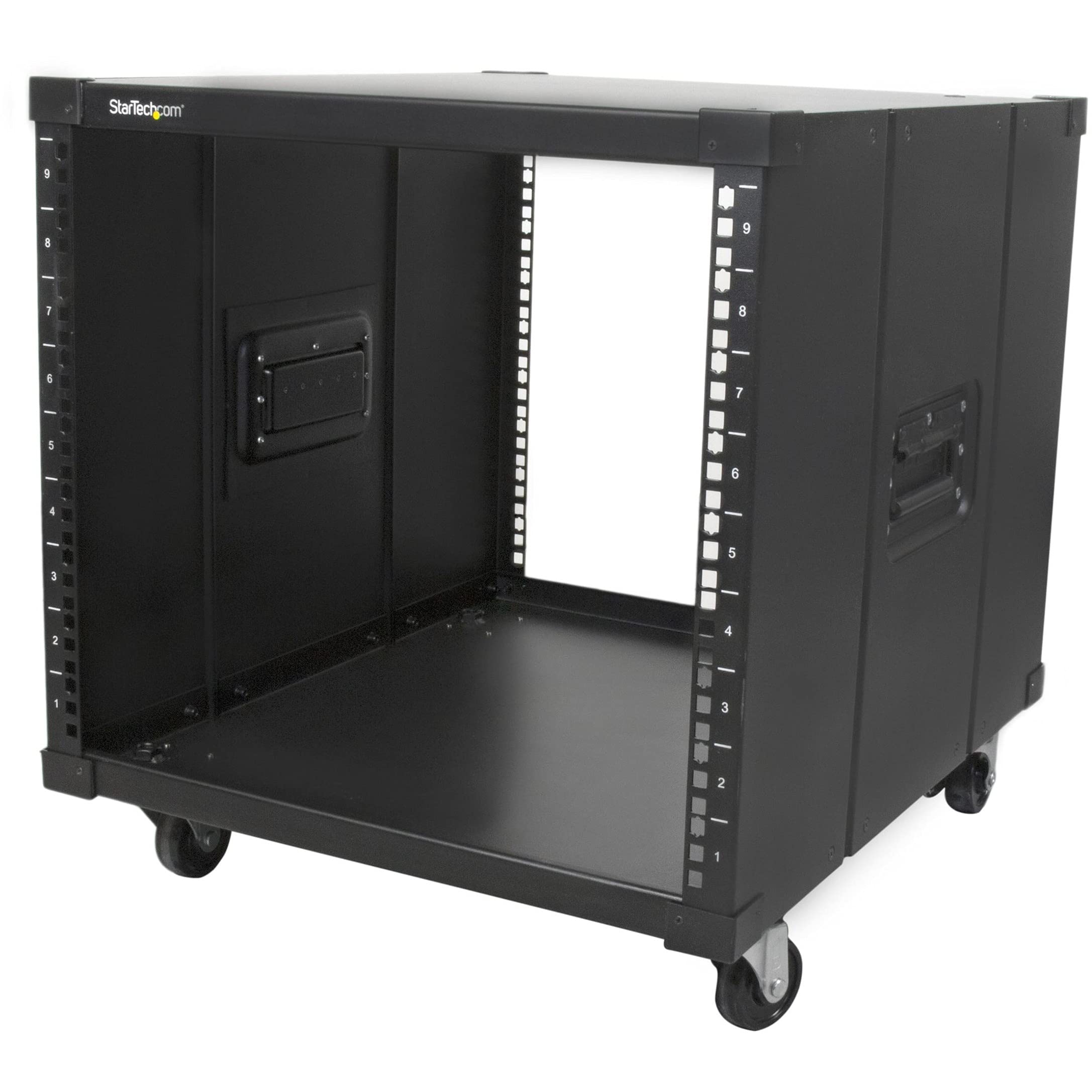 StarTech.com 9U Open Frame Rack with Wheels - 4 Post 23" Deep Portable Open Fram