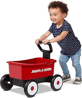 Radio Flyer Push & Pull Walker Wagon, for Kids 1-4 Years Old, Red | Locking Handle for Stability, Baby Push Walker Converts to Pull Wagon, Indoor & Outdoor Play, (Amazon Exclusive)