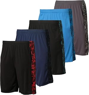 5 Pack Boys' Dry Fit Shorts Basketball Athletic Soccer Kids Youth Teens Gym