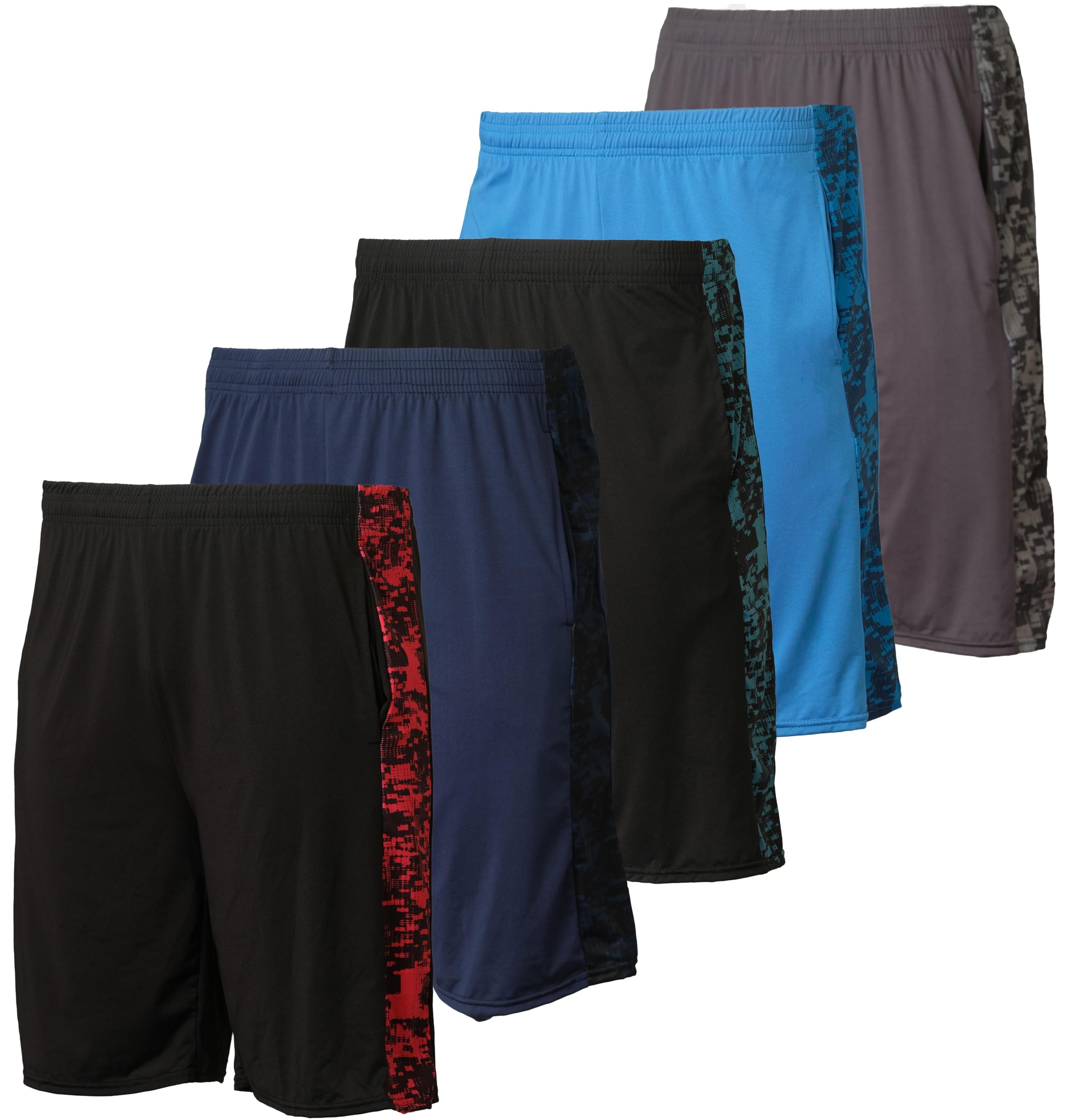 5 Pack Boys' Dry Fit Shorts Basketball Athletic Soccer Kids Youth Teens Gym