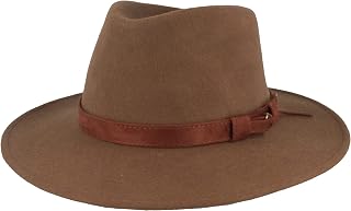 Breiter Cappello da Trekking Feltro 100% Lana Arrotolabile Pieghevole e Impermeabile Fedora Finiture in Pelle Cappello da Uomo e Donna