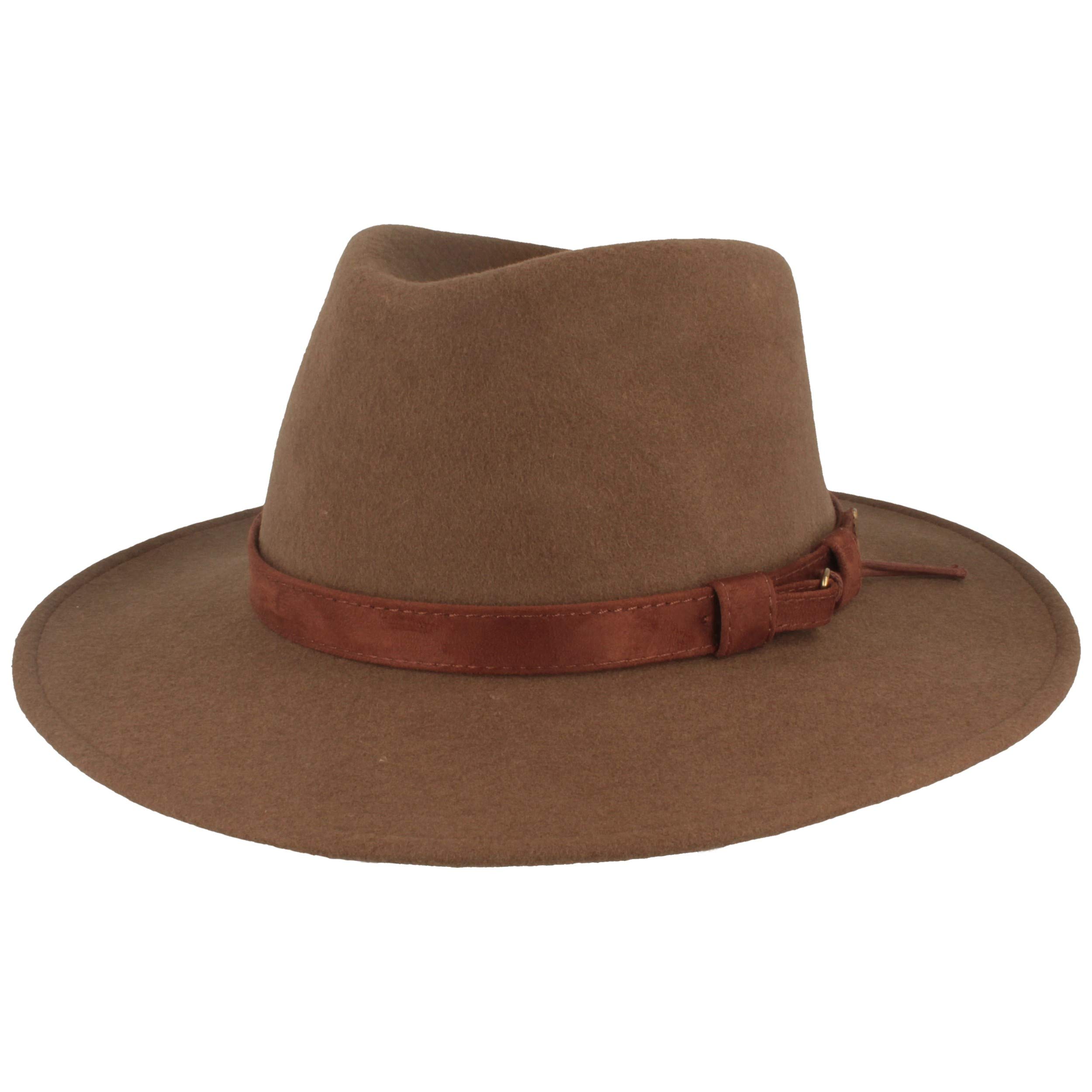 Breiter Cappello da Trekking Feltro 100% Lana Arrotolabile Pieghevole e Impermea