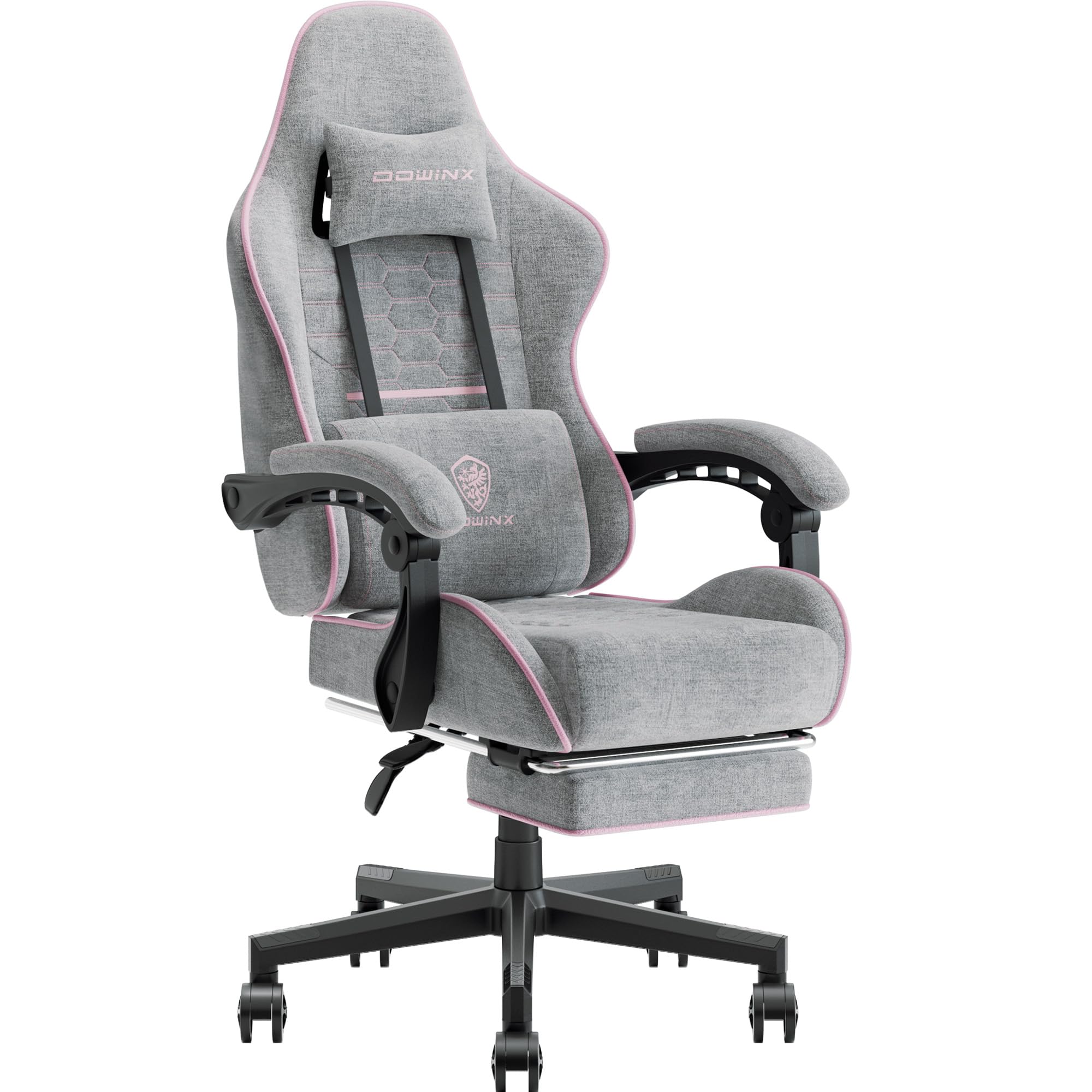 Dowinx Ergonomic Fabric Gaming Chair with Spring Cushion, Gaming Chair with Head