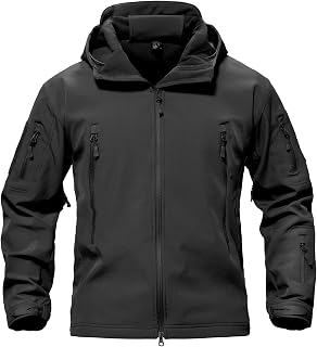 TACVASEN Men's Tactical Military Soft Shell Jacket Waterproof Warm Coat with Hood Fleece Lined Insulated Work Jackets