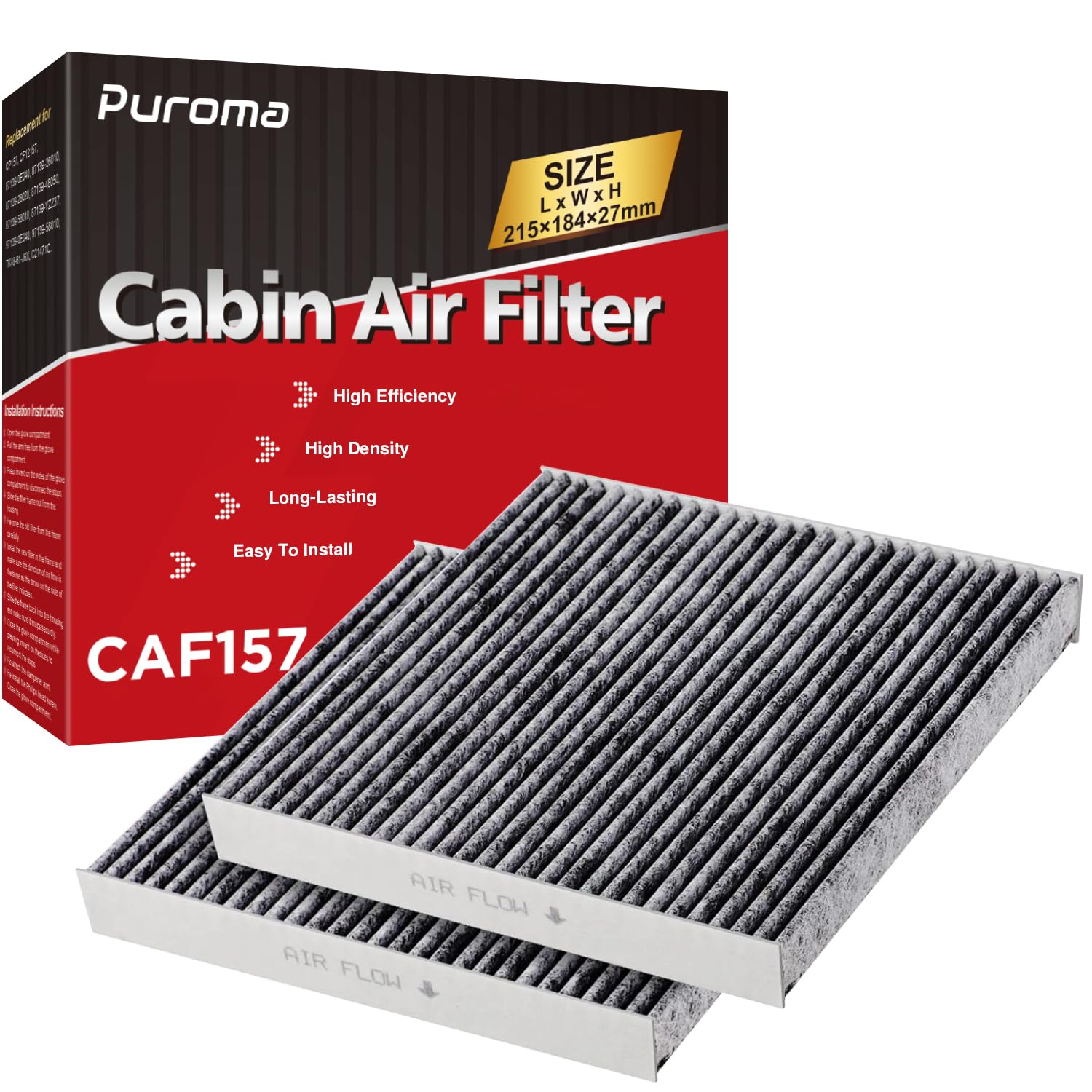 Puroma 2 Cabin Air Filter Activated Carbon for CP157 CF12157 Lexus Toyota | For 