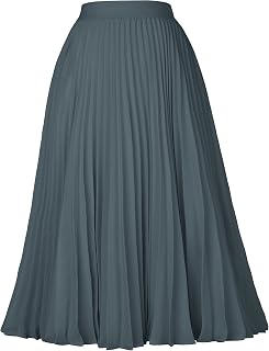 GRACE KARIN Women's Elastic High Waist Pleated Chiffon Skirt A-Line Skirt