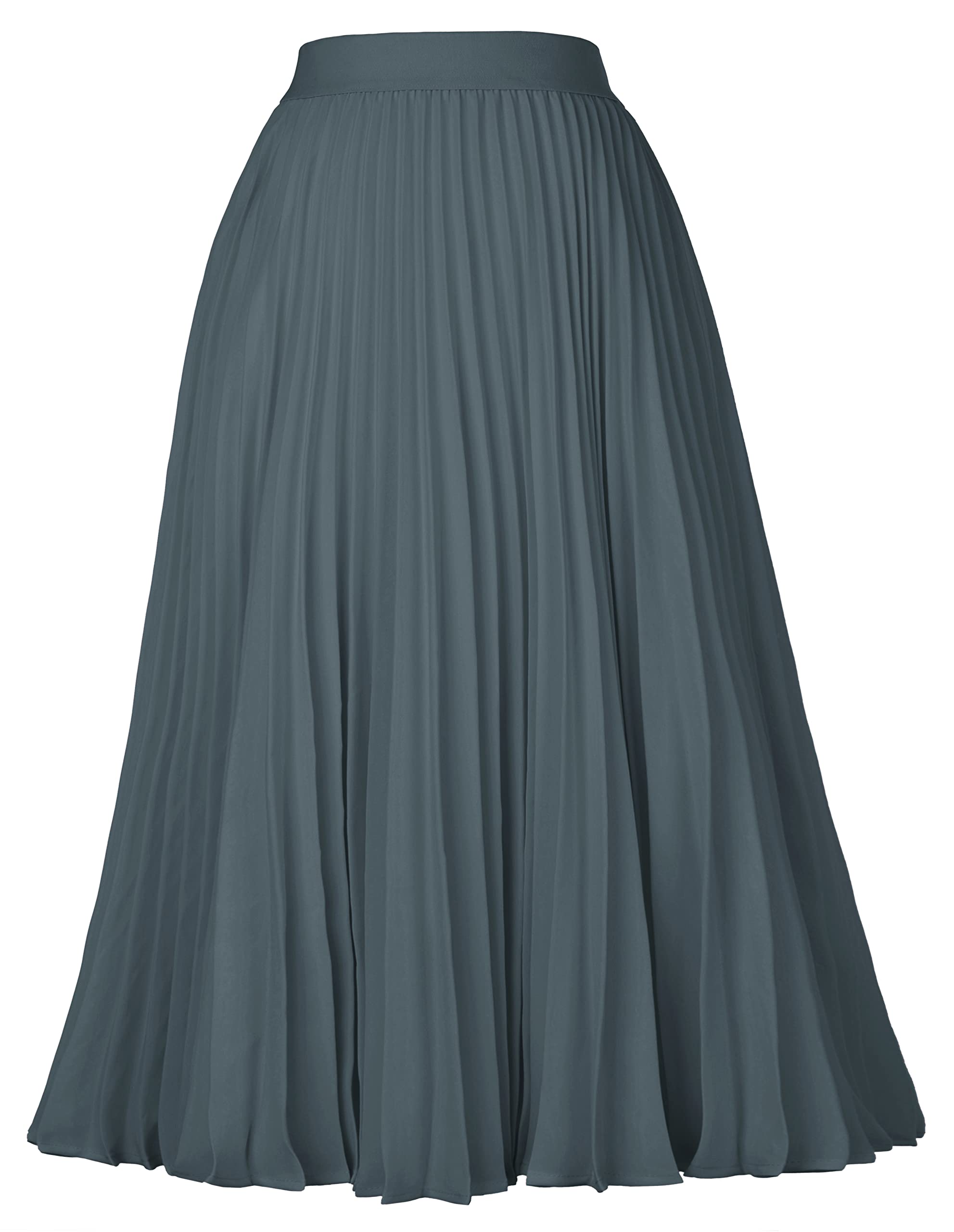 GRACE KARIN Women's Elastic High Waist Pleated Chiffon Skirt A-Line Skirt
