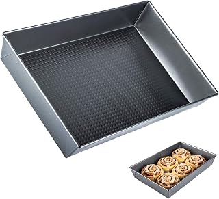 Cinnamon Roll Baking Pan, Diamond Pattern Nonstick Surface, 1 Pack, Black | Folded corners and stable structure | Heavy-duty carbon steel | for gifting or daily baking | cinnamon rolls/cakes/meatloaf