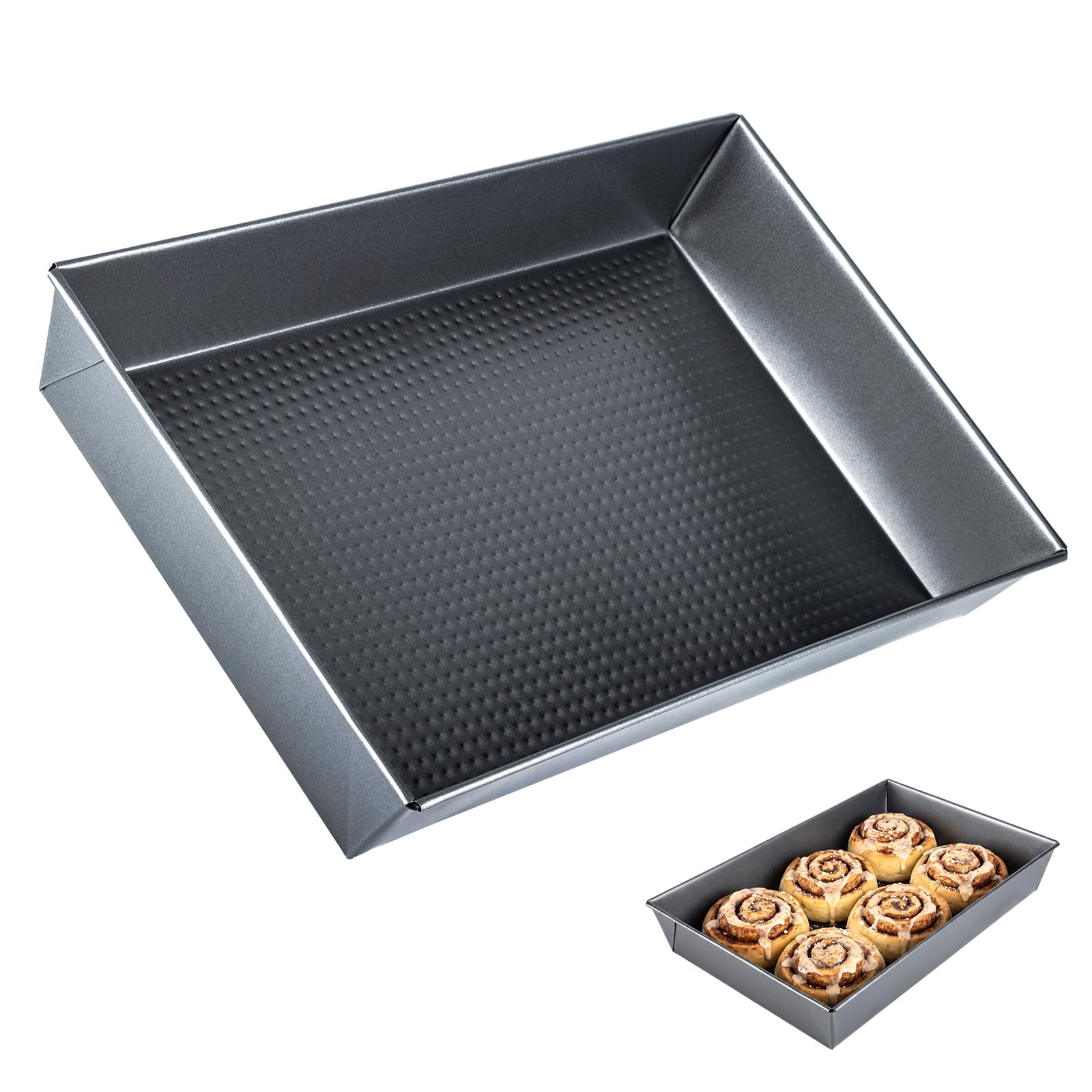 Cinnamon Roll Baking Pan, Diamond Pattern Nonstick Surface, 1 Pack, Black | Fold